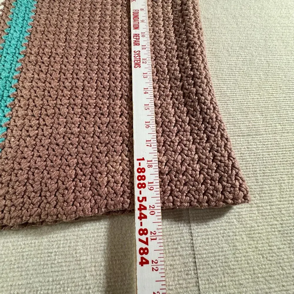 Handmade Crochet Striped Car Seat/Stroller/Pet Blanket 18.5 x 20.5  See NOTE
